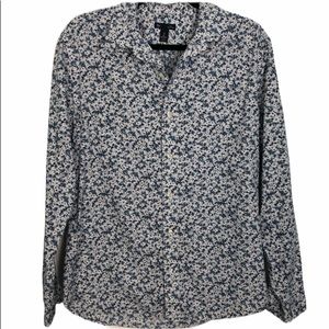Gap Slim Fit Blue/White Floral Button Up Shirt L